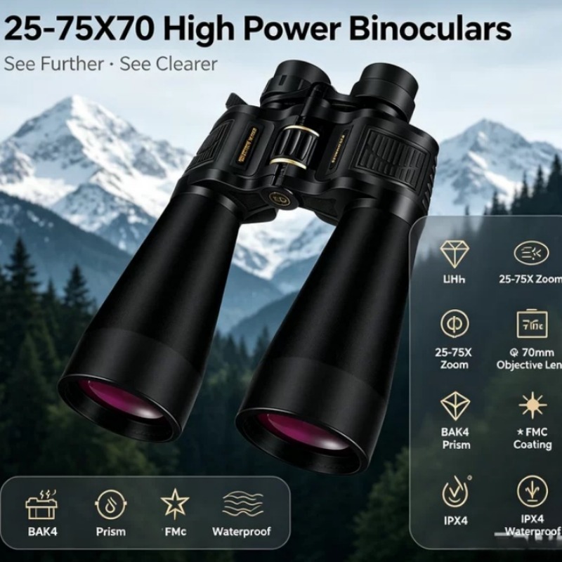 National Geographic Telescope 70Mm - Binoculares BORWOLF 25-75X70 con Lente Objetivo