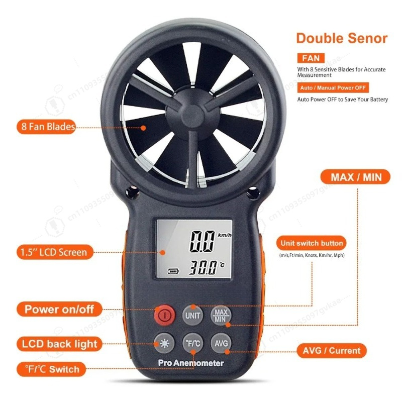Anemómetro Digital BT-100, Med - Anemometer Wind Speed reseña y precio